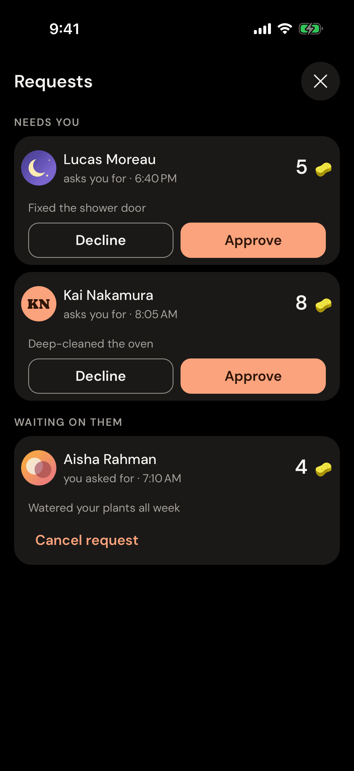 Pending requests waiting on an answer in iou