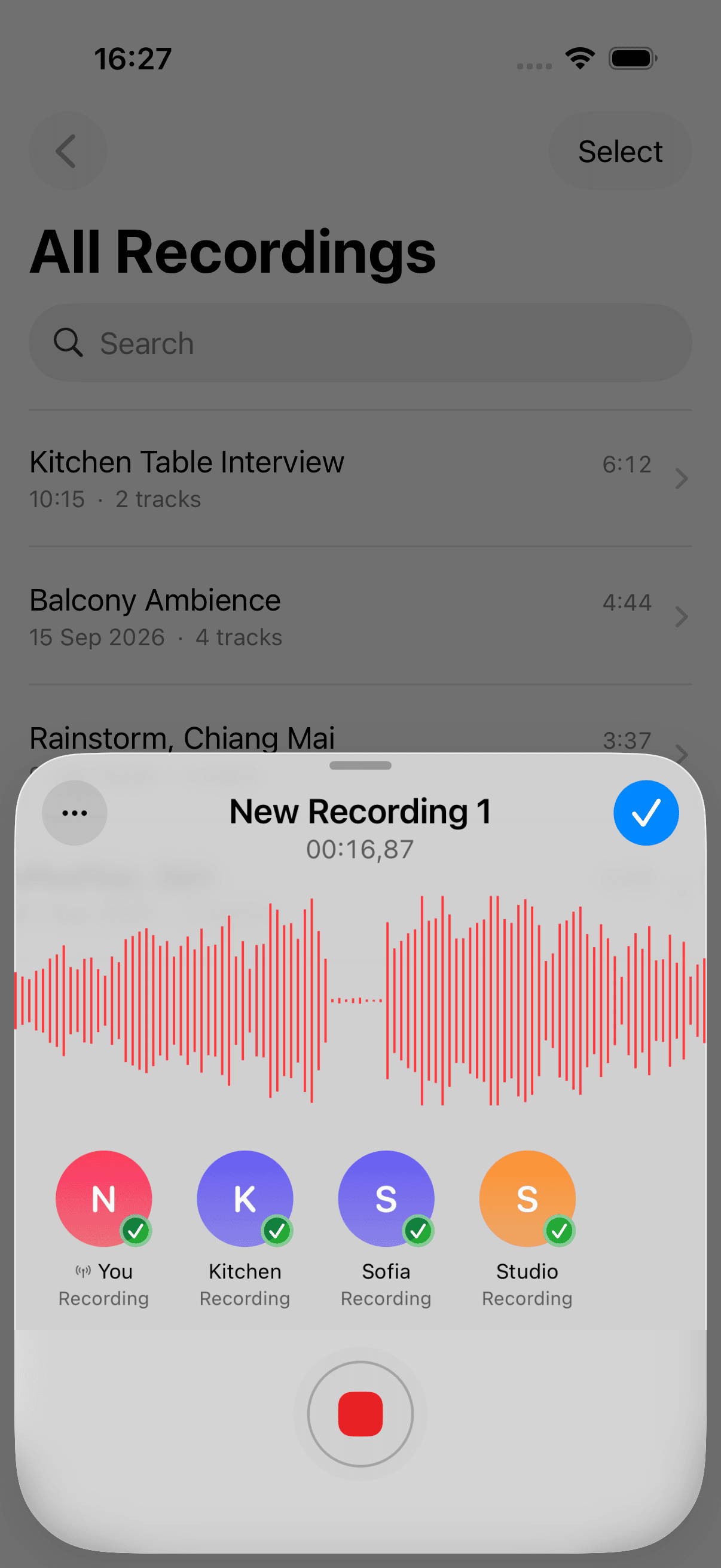 Locall's multi-track playback screen
